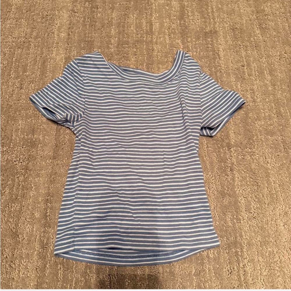 Striped Blue and White Women's Baby Tee Top